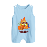 My First Lohri | Customized Romper Suit with Name - BABY BLUE - 0 - 5 Months Old (Chest 18")