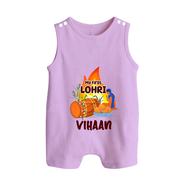 My First Lohri | Customized Romper Suit with Name - LILAC - 0 - 5 Months Old (Chest 18")