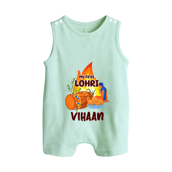 My First Lohri | Customized Romper Suit with Name - MINT GREEN - 0 - 5 Months Old (Chest 18")