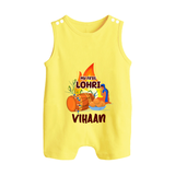My First Lohri | Customized Romper Suit with Name - PASTEL YELLOW - 0 - 5 Months Old (Chest 18")