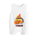 My First Lohri | Customized Romper Suit with Name - WHITE - 0 - 5 Months Old (Chest 18")