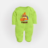 My First Lohri | Customized Fullbody suit with Name - LIME GREEN - New Born (Chest 7.5")