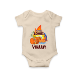 My First Lohri | Customized Romper with Name - IVORY - New Born (Chest 14")