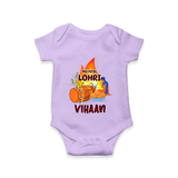 My First Lohri | Customized Romper with Name - LILAC - New Born (Chest 14")