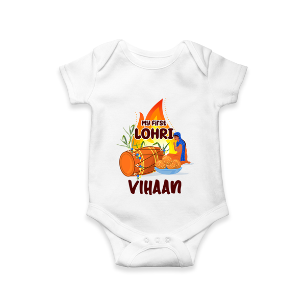 My First Lohri | Customized Romper with Name - WHITE - New Born (Chest 14")