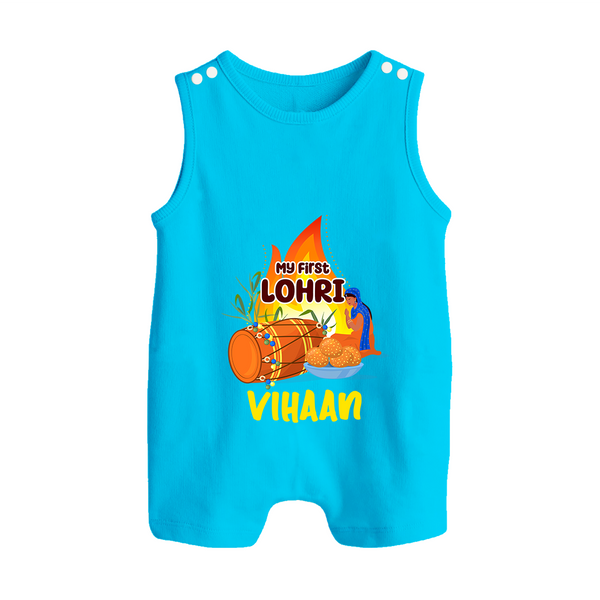 My First Lohri | Customized Romper Suit with Name - SKY BLUE - 0 - 5 Months Old (Chest 18")