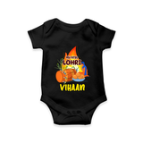My First Lohri | Customized Romper with Name - BLACK - New Born (Chest 14")