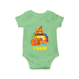 My First Lohri | Customized Romper with Name - GREEN - New Born (Chest 14")
