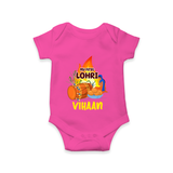 My First Lohri | Customized Romper with Name - HOT PINK - New Born (Chest 14")