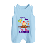My First Lohri| Custom Romper Suit with Name - BABY BLUE - 0 - 5 Months Old (Chest 18")