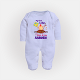 My First Lohri| Custom Fullbody suit with Name - BABY BLUE - New Born (Chest 7.5")