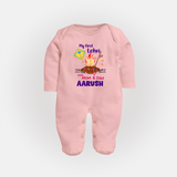 My First Lohri| Custom Fullbody suit with Name - BABY PINK - New Born (Chest 7.5")