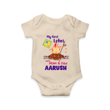 My First Lohri| Custom Romper with Name - IVORY - New Born (Chest 14")