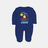 My First Lohri| Custom Fullbody suit with Name - NAVY BLUE - New Born (Chest 7.5")