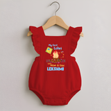 My First Lohri| Custom Romper Frock with Name - RED - 0 - 3 Months Old (Chest 19")