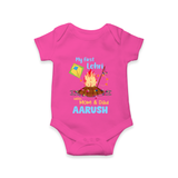My First Lohri| Custom Romper with Name - HOT PINK - New Born (Chest 14")