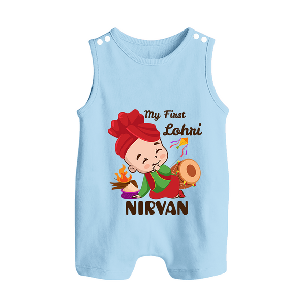 My First Lohri| Customized Romper Suit  - BABY BLUE - 0 - 5 Months Old (Chest 18")