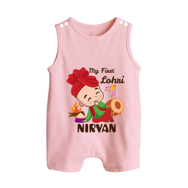 My First Lohri| Customized Romper Suit  - BABY PINK - 0 - 5 Months Old (Chest 18")