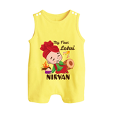 My First Lohri| Customized Romper Suit  - PASTEL YELLOW - 0 - 5 Months Old (Chest 18")