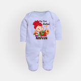 My First Lohri| Customized Fullbody suit  - BABY BLUE - New Born (Chest 7.5")