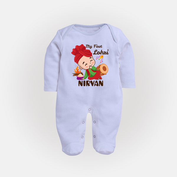 My First Lohri| Customized Fullbody suit  - BABY BLUE - New Born (Chest 7.5")