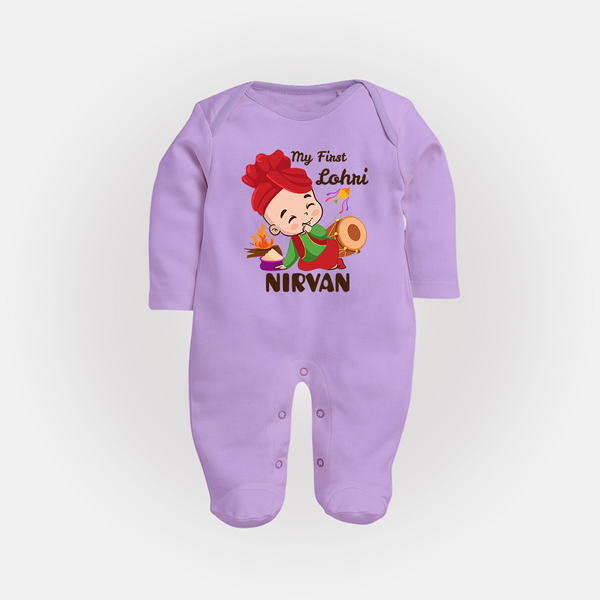 My First Lohri| Customized Fullbody suit  - LILAC - New Born (Chest 7.5")