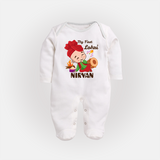 My First Lohri| Customized Fullbody suit  - WHITE - New Born (Chest 7.5")