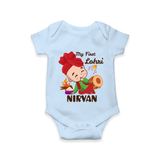 My First Lohri| Customized Romper  - BABY BLUE - New Born (Chest 14")