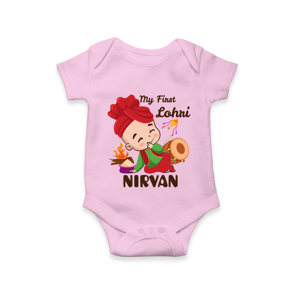 My First Lohri| Customized Romper  - BABY PINK - New Born (Chest 14")