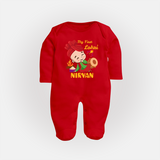My First Lohri| Customized Fullbody suit  - RED - New Born (Chest 7.5")