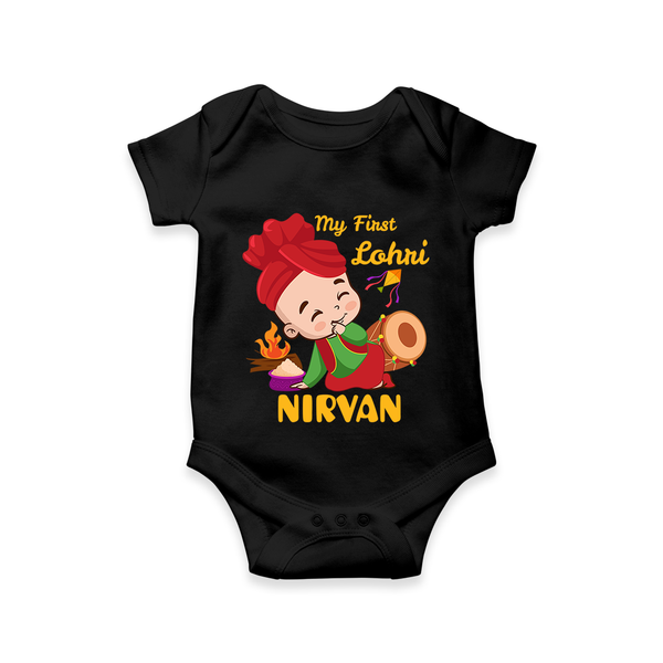 My First Lohri| Customized Romper  - BLACK - New Born (Chest 14")