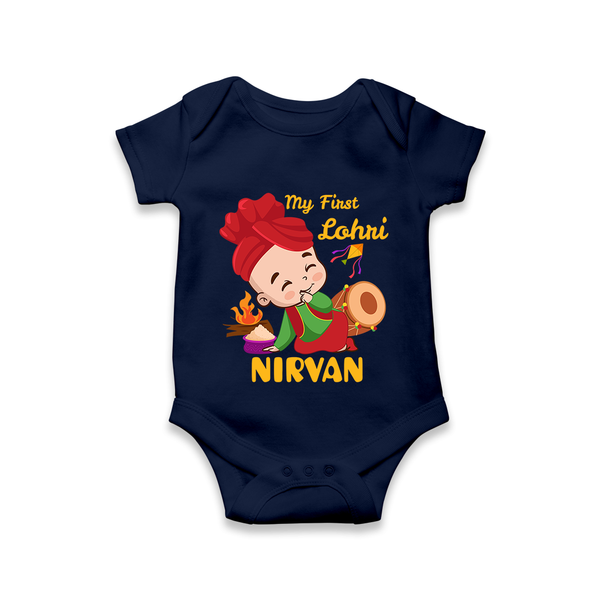 My First Lohri| Customized Romper  - NAVY BLUE - New Born (Chest 14")