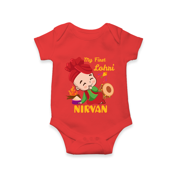 My First Lohri| Customized Romper  - RED - New Born (Chest 14")