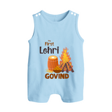 My First Lohri | Romper Suit with Name - BABY BLUE - 0 - 5 Months Old (Chest 18")