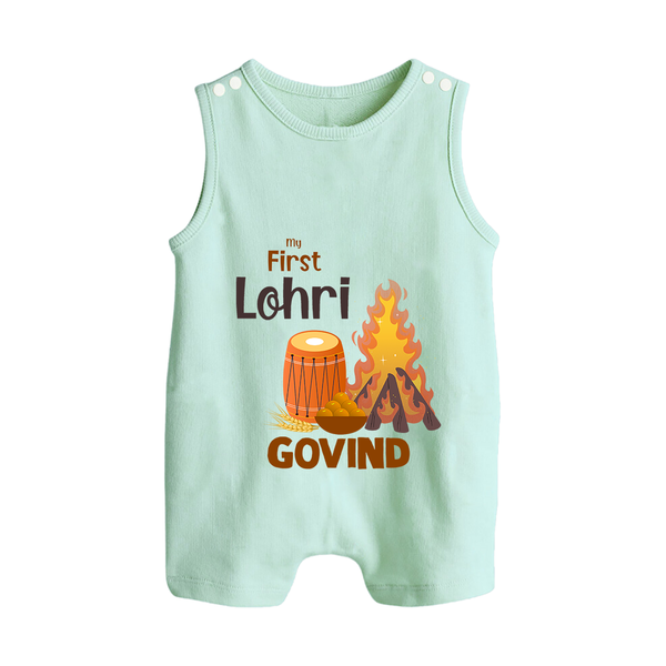 My First Lohri | Romper Suit with Name - MINT GREEN - 0 - 5 Months Old (Chest 18")