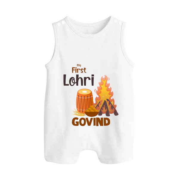 My First Lohri | Romper Suit with Name - WHITE - 0 - 5 Months Old (Chest 18")