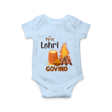 My First Lohri | Romper with Name - BABY BLUE - New Born (Chest 14")