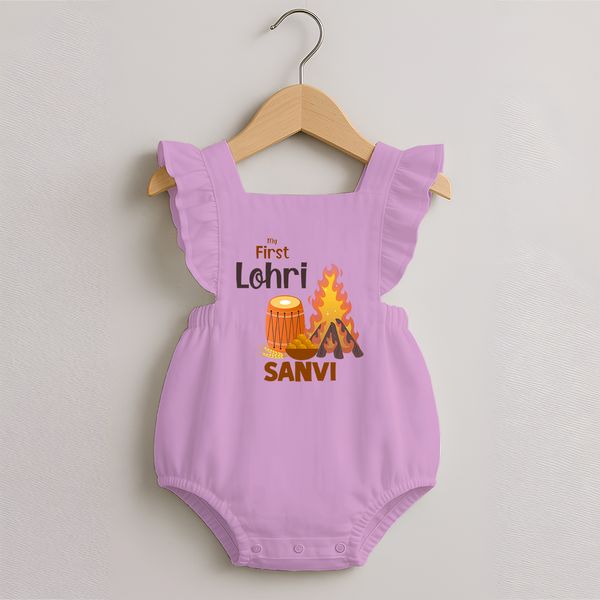 My First Lohri | Romper Frock with Name - BABY PINK - 0 - 3 Months Old (Chest 19")