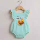 My First Lohri | Romper Frock with Name - MINT GREEN - 0 - 3 Months Old (Chest 19")