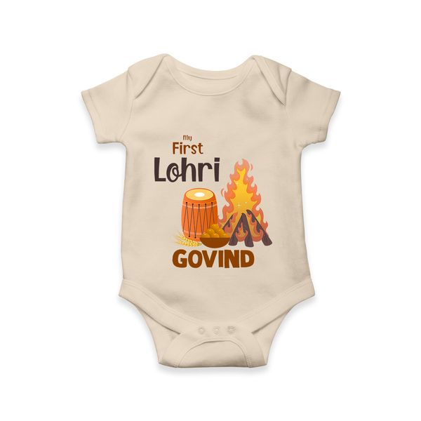 My First Lohri | Romper with Name - IVORY - New Born (Chest 14")
