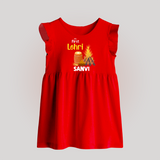 My First Lohri | Baby Frock with Name - RED - 0 - 3 Months Old (Chest 17")