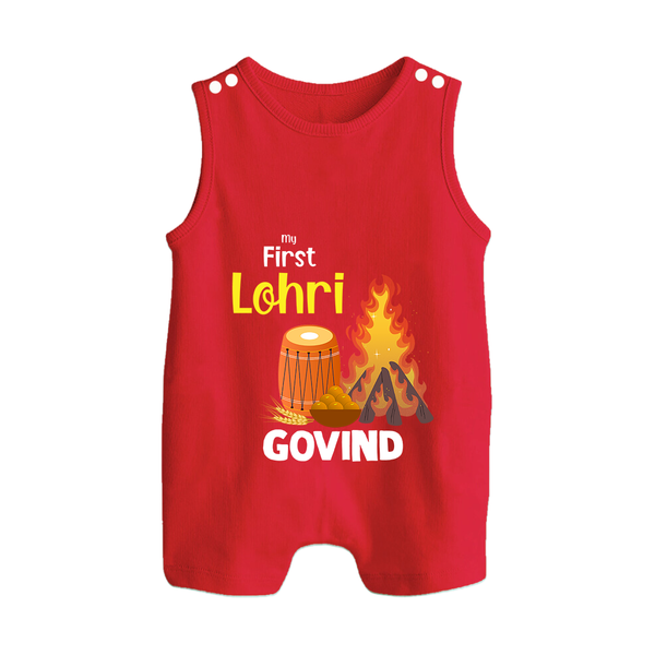 My First Lohri | Romper Suit with Name - RED - 0 - 5 Months Old (Chest 18")