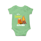 My First Lohri | Romper with Name - GREEN - New Born (Chest 14")