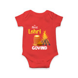 My First Lohri | Romper with Name - RED - New Born (Chest 14")