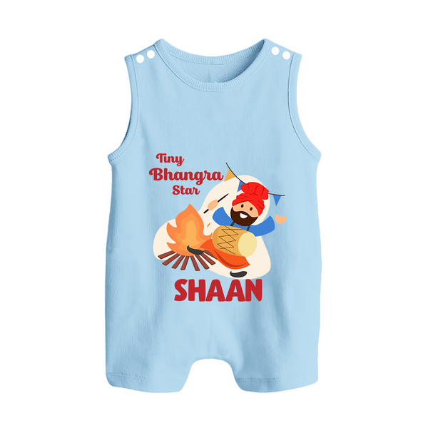 Tiny bhangra star | Personalised Romper Suit with Name - BABY BLUE - 0 - 5 Months Old (Chest 18")
