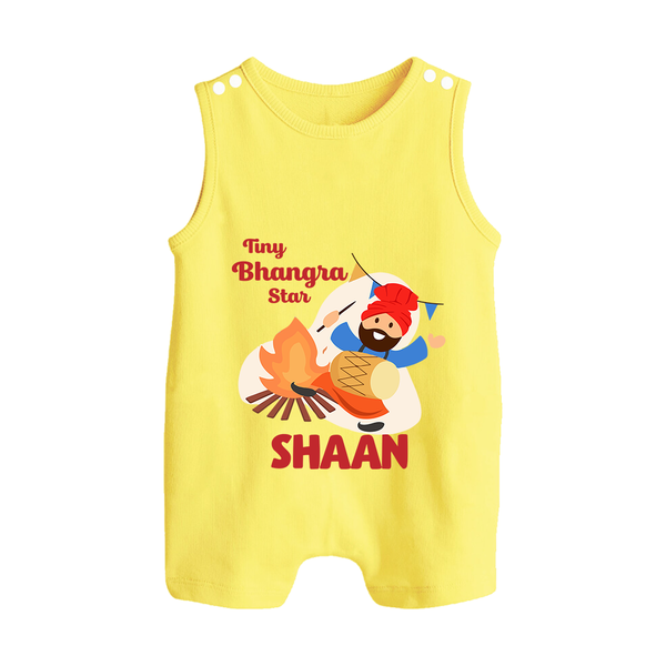 Tiny bhangra star | Personalised Romper Suit with Name - PASTEL YELLOW - 0 - 5 Months Old (Chest 18")