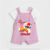 Tiny bhangra star | Personalised Dungaree with Name - BABY PINK - 0 - 5 Months Old (Chest 18")