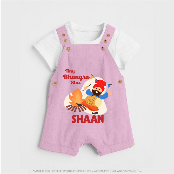Tiny bhangra star | Personalised Dungaree with Name - BABY PINK - 0 - 5 Months Old (Chest 18")