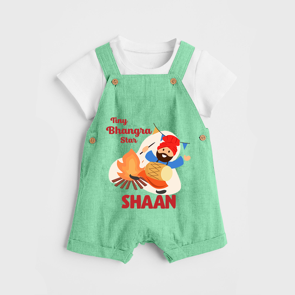 Tiny bhangra star | Personalised Dungaree with Name - GREEN - 0 - 5 Months Old (Chest 18")