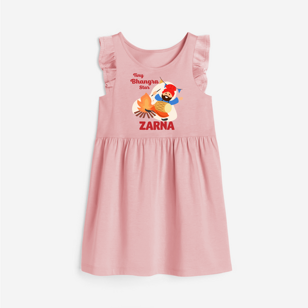 Tiny bhangra star | Personalised Frock with Name - BABY PINK - 1 - 2 Years Old (Chest 22" , Full Length 22")